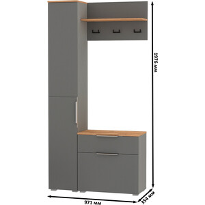 Прихожая Моби Октава 14, цвет серый графит/ дуб золотой/ фасады МДФ серый графит (1027040) в Москвe