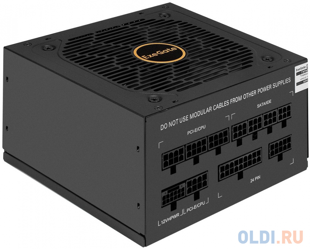 Блок питания 650W ExeGate 80 PLUS® GOLD 650VSP FС (ATX3.0, APFC, КПД 90% (80 PLUS GOLD), 120mm fan, 24pin, 2x(4+4)pin, PCIE5.0/12VHPWR, 2xPCI-E, 6xSAT в Москвe