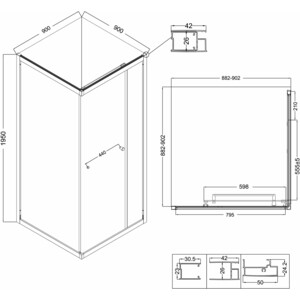 Душевой уголок Niagara Nova 90x90 прозрачный, черный матовый (NG-6833-34BLACK)