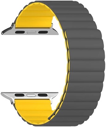 Ремешок Lyambda Acrux для Apple Watch, 38-40 мм, силикон, серый/желтый (DSJ-30-40-GY)