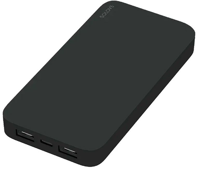 Портативный аккумулятор (Powerbank) Xiaomi Solove 003M Black RUS, 20000mAh, 2xUSB, 3A, Type-C, QC, черный, кожаный чехол