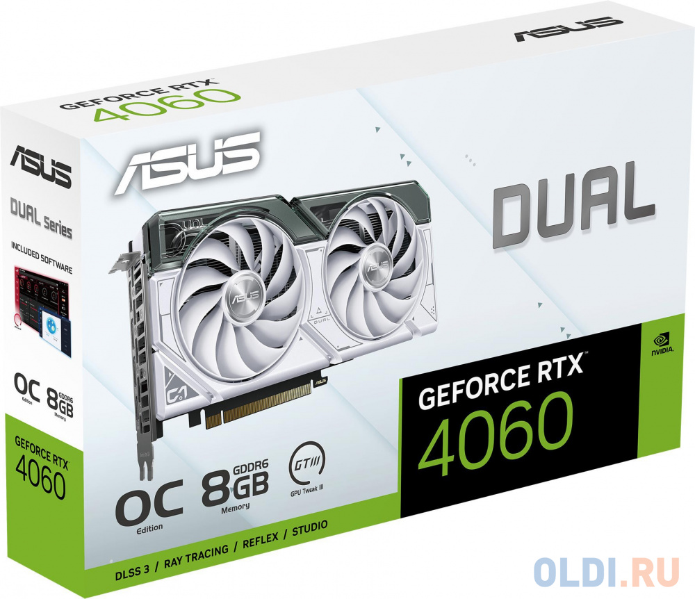 ASUS GeForce RTX 4060 8192Mb, Dual OC 8G White (Dual-RTX4060-O8G-White) 1xHDMI, 3xDP, Ret