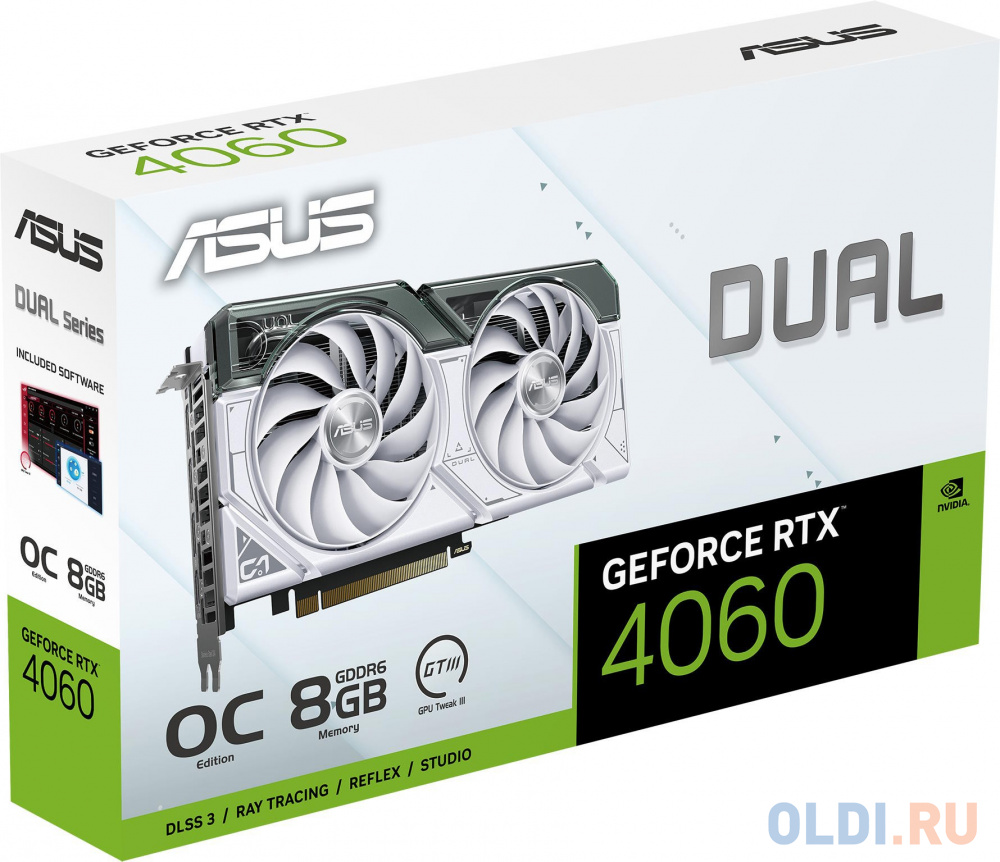 ASUS GeForce RTX 4060 8192Mb, Dual OC 8G White (Dual-RTX4060-O8G-White) 1xHDMI, 3xDP, Ret в Москвe