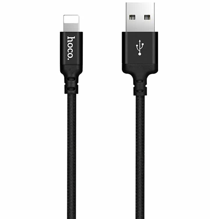 Дата-кабель Hoco X14, USB - Lightning, черный, 2 метра (62882)