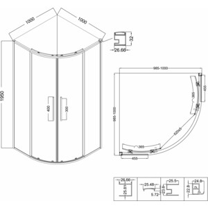 Душевой уголок Niagara Nova 100x100 тонированный, черный матовый (NG-2827-34BLACK)