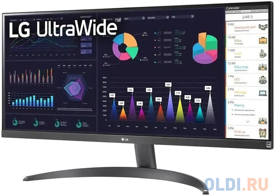 Монитор LG 29" UltraWide 29WQ500-B черный IPS LED 21:9 HDMI матовая 1000:1 250cd 178гр/178гр 2560x1080 100Hz FreeSync DP FHD 4.5кг