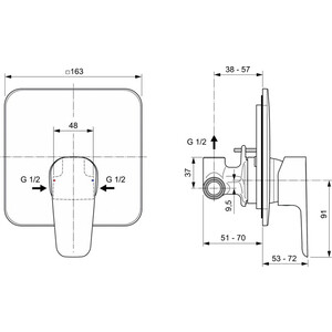 Смеситель для душа Ideal Standard Ceraline Model D с механизмом, хром (A7188AA)