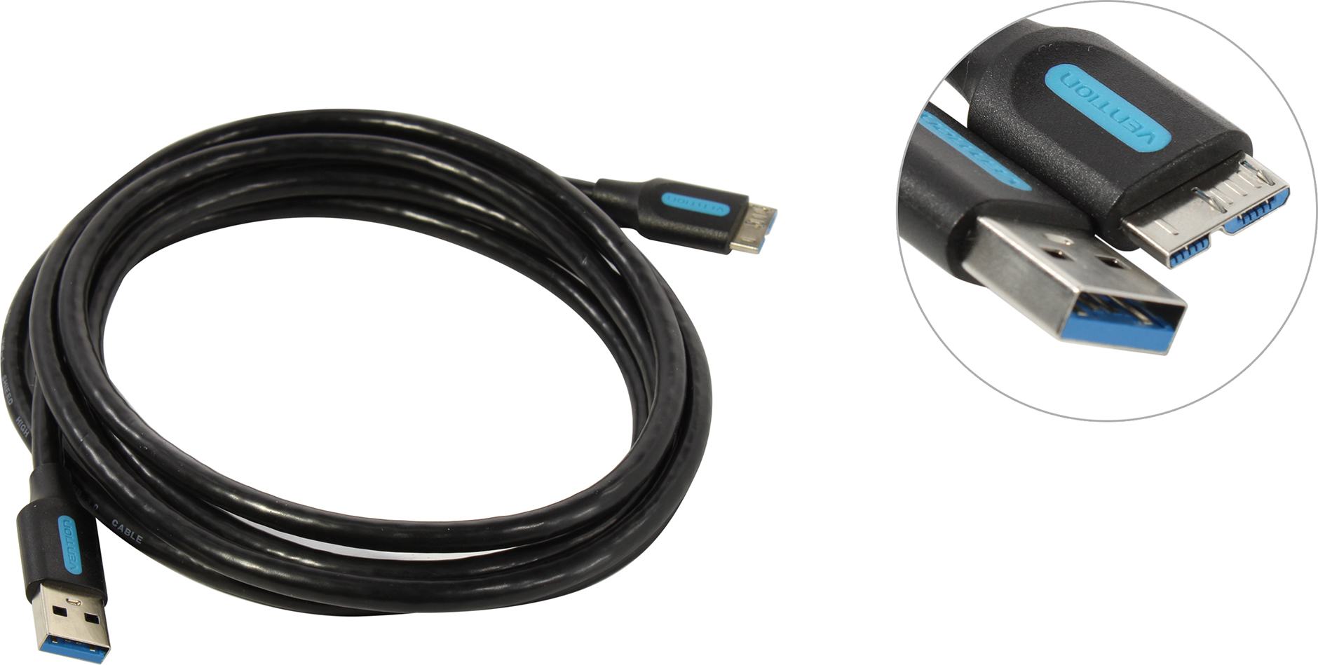 Кабель USB 3.0(Am)-Micro USB 3.0(Bm), 2м, черный Vention (COPBH)