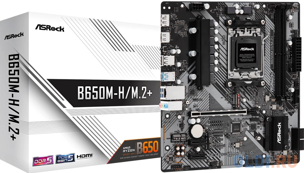 B650M-H/M.2+, Socket AM5, AMD B650, 2xDDR5-5200, HDMI+DP, 1xPCI-Ex16, 2xPCI-Ex1, 4xSATA3(RAID 0/1/10), 2xM.2, 8 Ch Audio, 1x2.5GLan, (2+4)xUSB2.0, (3+ в Москвe