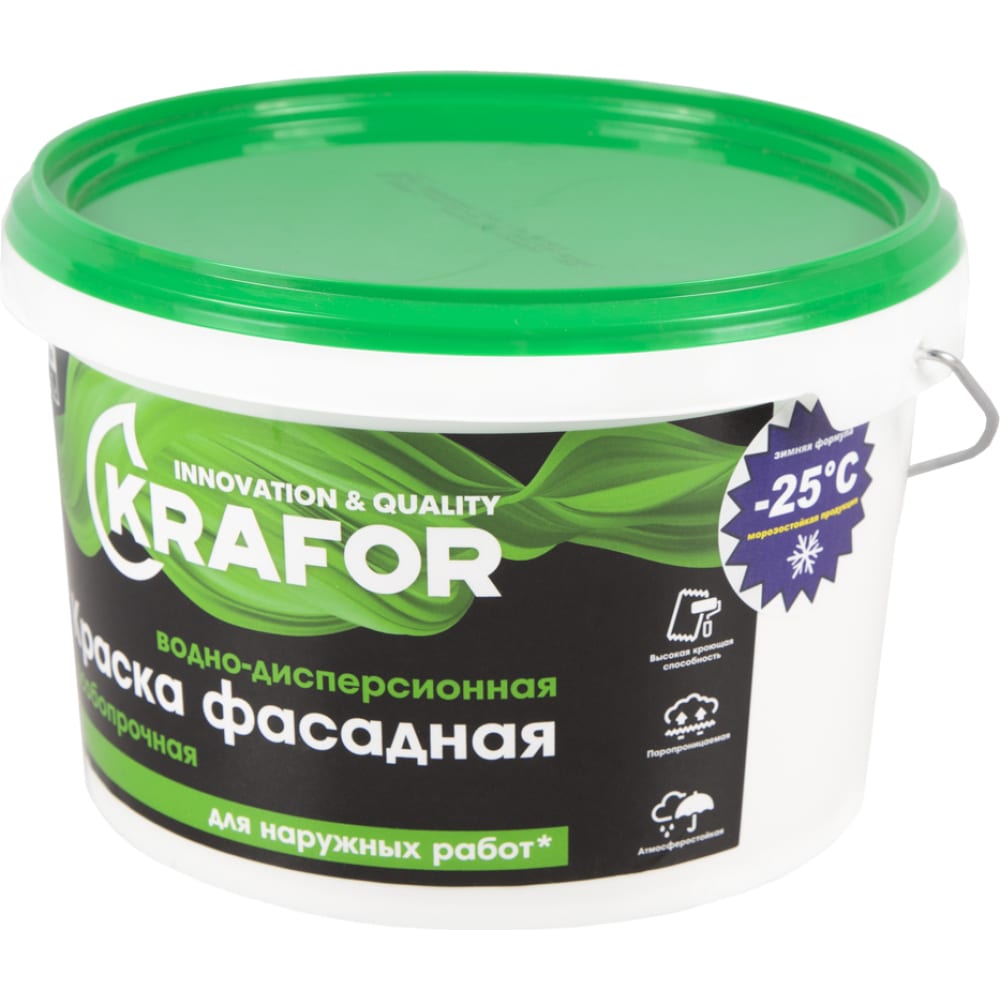 Акриловая водно-дисперсная фасадная особопрочная краска KRAFOR