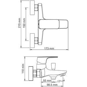 Смеситель для ванны Wasserkraft Salm хром (2701)