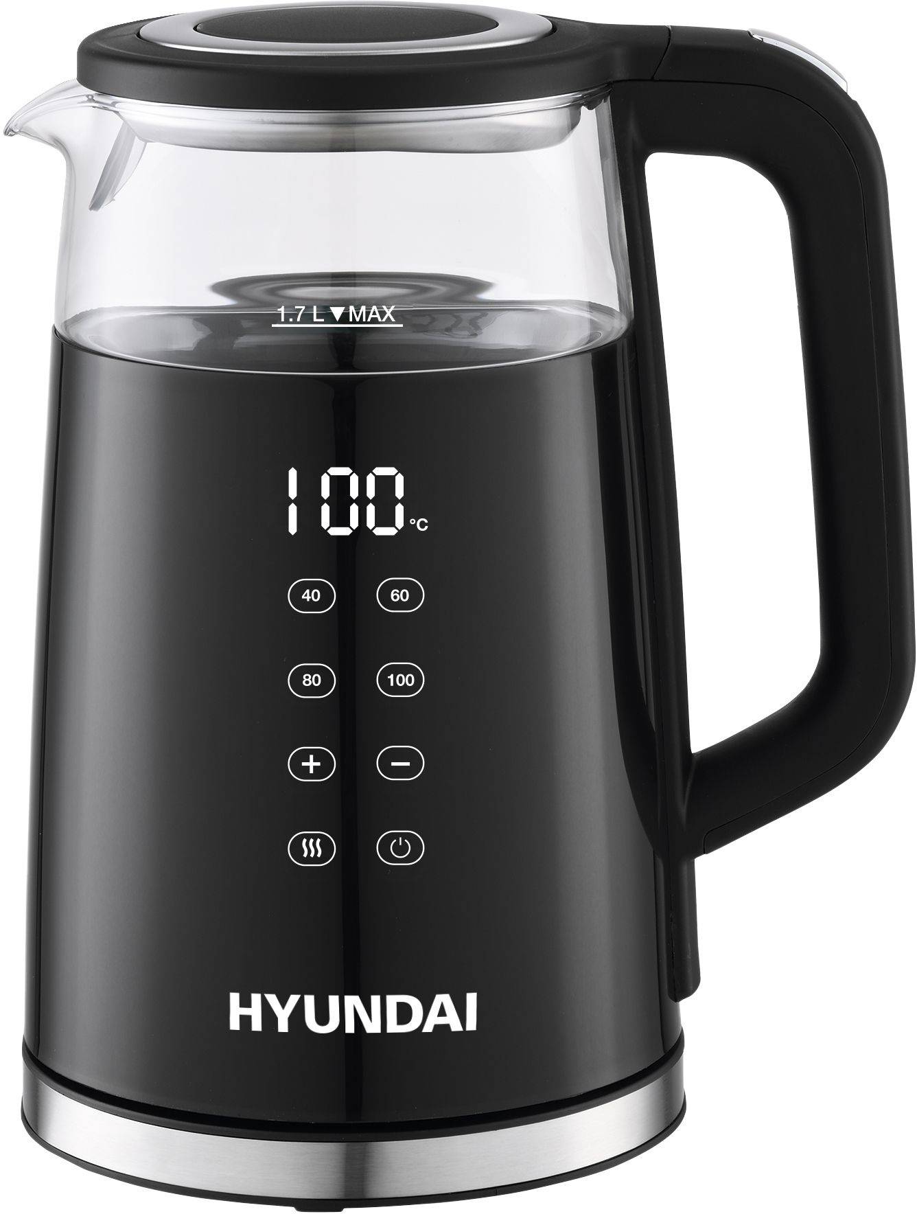 Чайник электрический Hyundai HYK-G6404 черный/серебристый, стекло