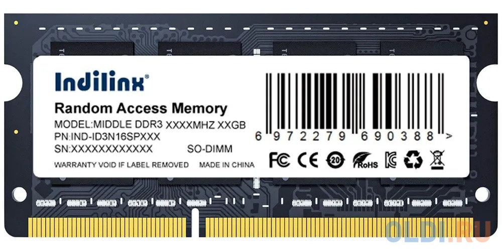 Память SO-DIMM DDR3 8Gb PC12800 1600MHz CL11 Indilinx   1.5V (IND-ID3N16SP08X) в Москвe