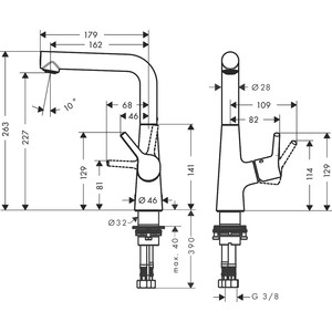 Смеситель для раковины Hansgrohe Talis S высокий, с донным клапаном, хром (72105000)