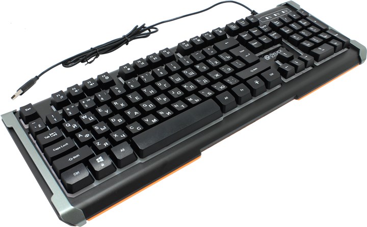 Клавиатура проводная Oklick 710G, мембранная, подсветка, USB, черный/серый