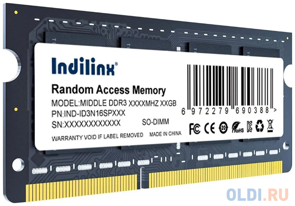 Память SO-DIMM DDR3 8Gb PC12800 1600MHz CL11 Indilinx   1.5V (IND-ID3N16SP08X)