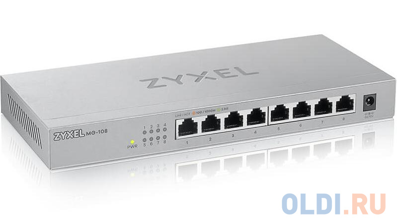 Zyxel MG-108 multi-gigabit switch, 8x1 / 2.5GE, desktop, silent