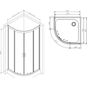 Душевой уголок Am.Pm Gem 80x80 прозрачный, черный (W90G-401-080BT)