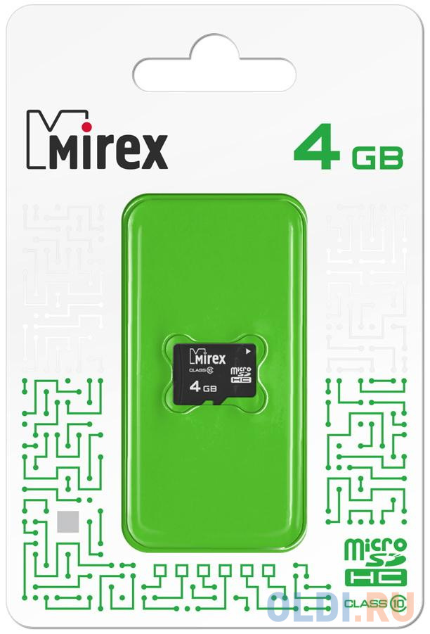 Флеш карта microSD 4GB Mirex microSDHC Class 10