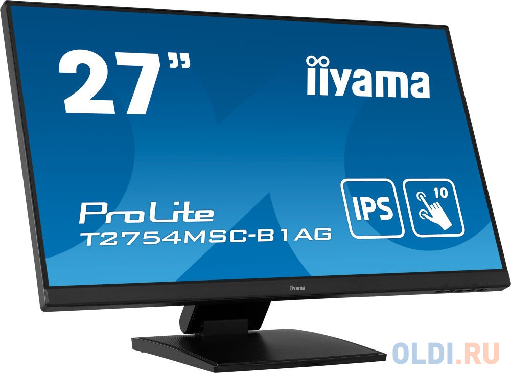 Монитор Iiyama 27" Touch T2754MSC-B1AG черный IPS LED 4ms 16:9 HDMI M/M матовая 1000:1 300cd 178гр/178гр 1920x1080 D-Sub DisplayPort FHD USB 5.1к