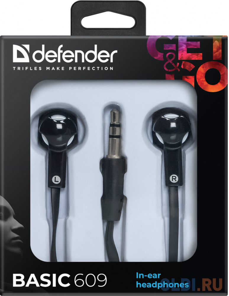 Наушники Defender Basic-609 black+white кабель 1,1 м в Москвe