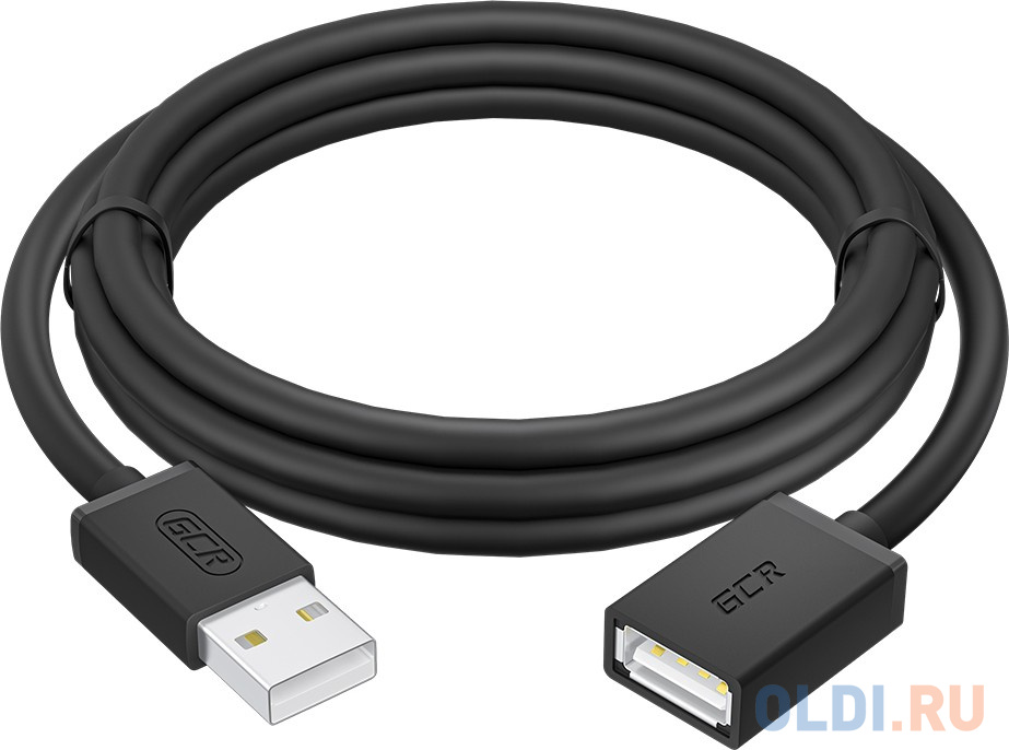 Greenconnect Удлинитель 1.5m USB 2.0, AM/AF, черный, 28/28 AWG, экран, армированный, морозостойкий, GCR-UEC6M-BB2S-1.5m