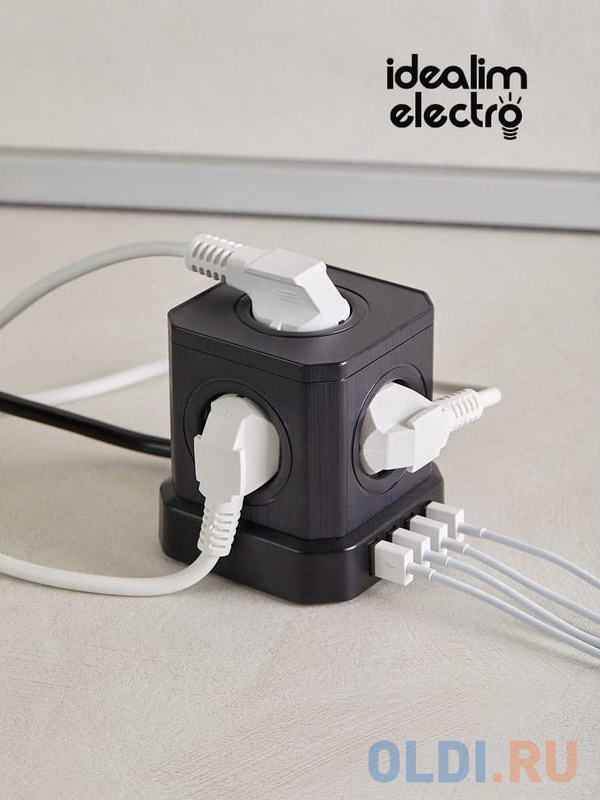 idealim Куб чёрный Cube-5r-4usb-2M-black