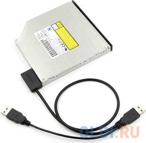 ORIENT UHD-300SL, адаптер USB 2.0 to Slimline SATA, для оптических приводов ноутбука, двойной USB кабель (30831)