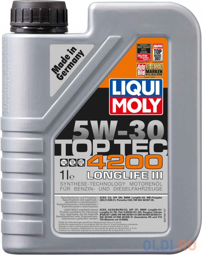 НС-синтетическое моторное масло LiquiMoly Top Tec 4200 5W30 1 л 7660 в Москвe