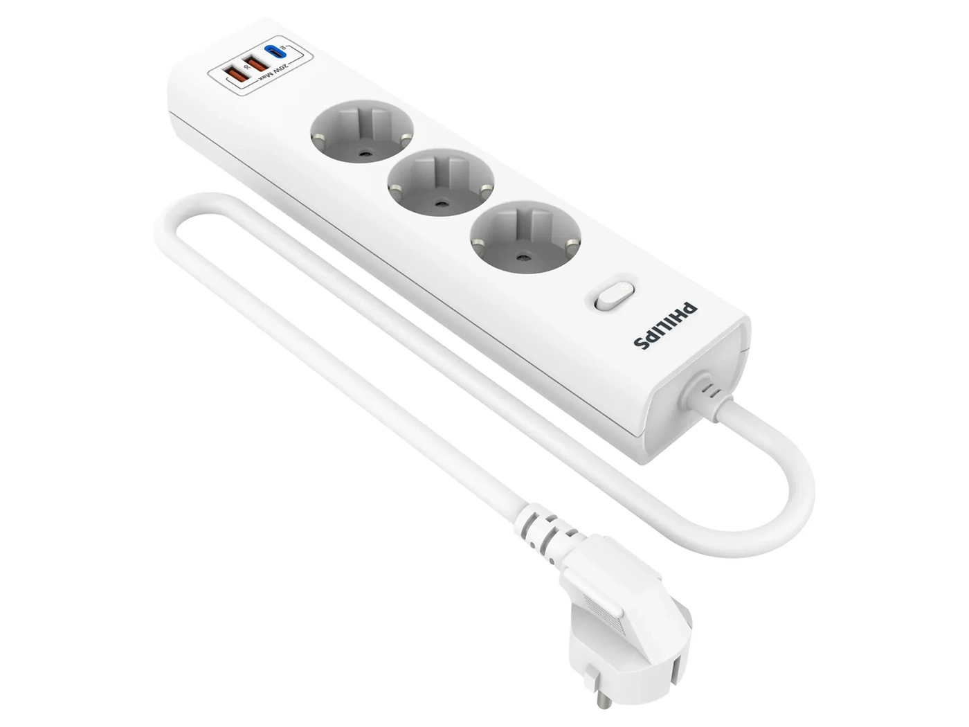 Сетевой фильтр Philips, 3 розетки, 3м, 2xUSB, 1xUSB Type-C, Белый, CHP4336WB/51