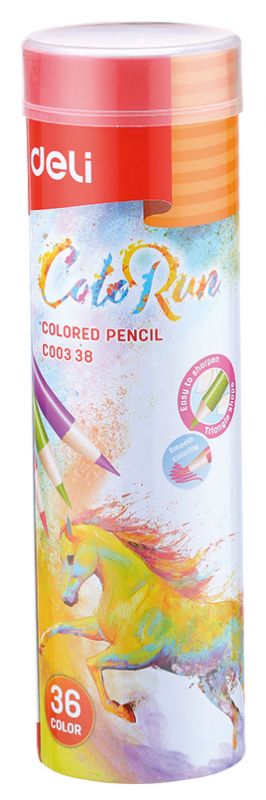 Карандаши цветные Deli ColoRun 36 цветов EC00338 (12 шт. в уп-ке)