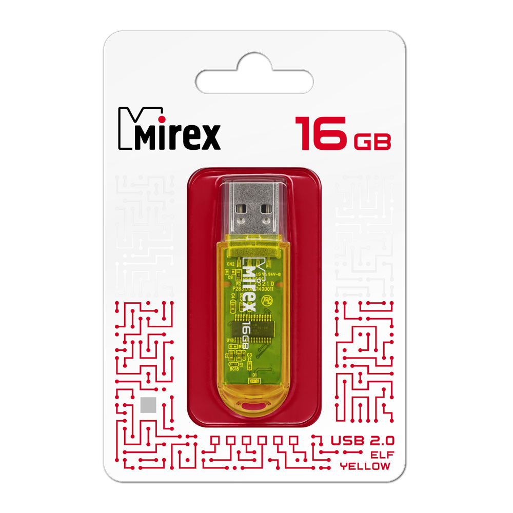Флешка Mirex 13600-FMUYEL16 16GB Elf USB 2.0 Желтый