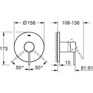 Смеситель для душа Grohe Essence New холодный рассвет, накладная панель, для 35600 (24057GL1)