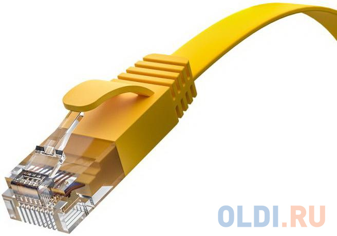 GCR Патч-корд PROF плоский прямой 2.0m, UTP медь кат.6, желтый, 30 AWG, ethernet high speed 10 Гбит/с, RJ45, T568B, GCR-52827