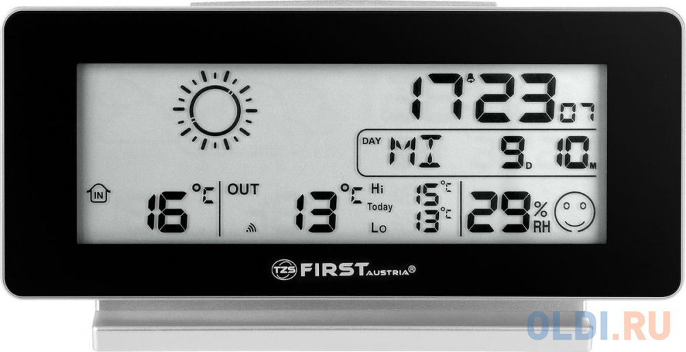 2461-5-BA Метеостанция FIRST, беспроводной датчик, комнатная/уличная темп. и влажность, часы.