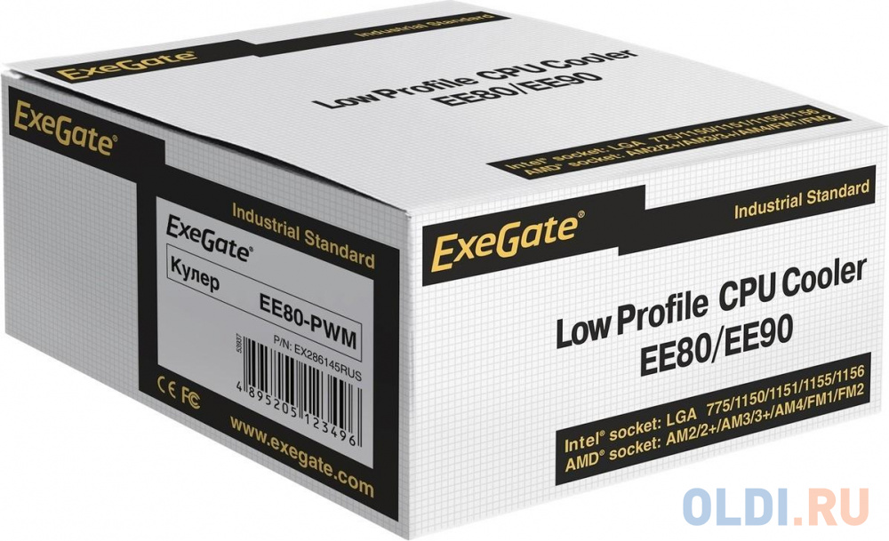 Exegate EX286145RUS Кулер ExeGate EE80-PWM (Al, LGA775/1150/1151/1155/1156/1200/AM2/AM2+/AM3/AM3+/AM4/FM1/FM2/754/939/940, TDP 65W, Fan 80mm, PWM, 800