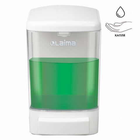 Дозатор для жидкого мыла LAIMA, пластик, 1 л, белый/прозрачный (601794)