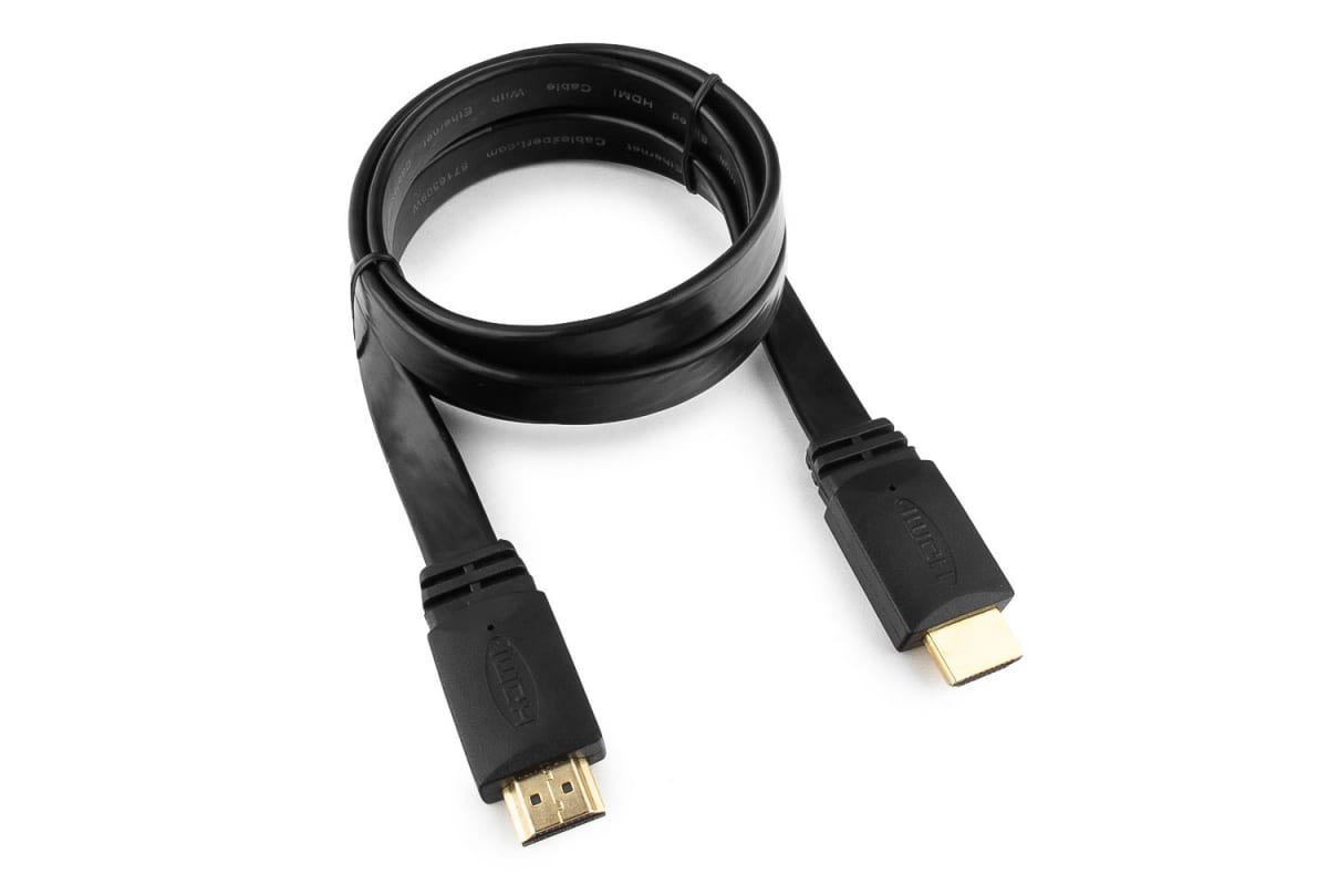 Кабель HDMI(19M)-HDMI(19M) v2.0 4K, плоский, 1 м, черный Cablexpert (CC-HDMI4F-1M)