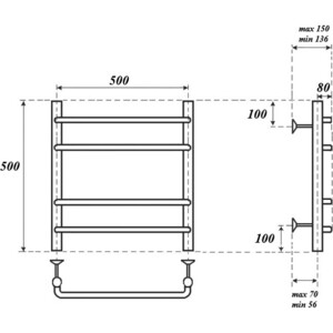 Полотенцесушитель электрический Point П4 500х500 хром (PN09155E)