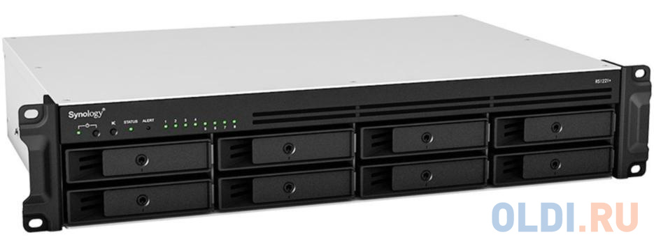 Synology Rack 2U, QC2.2GHzCPU/4GbDDR4(upto32)/RAID0,1,5,6,10/upto 8 hot plug HDDs SATA(3,5'or2,5')(upto 12 with RX418)/2xUSB3.2/1eSATA/iSCSI