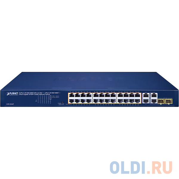 коммутатор/ PLANET GSW-2824P 24-Port 10/100/1000T 802.3at PoE + 2-Port 10/100/1000T + 2-Port Gigabit TP/SFP Combo Ethernet Switch (250W PoE Budget, St в Москвe