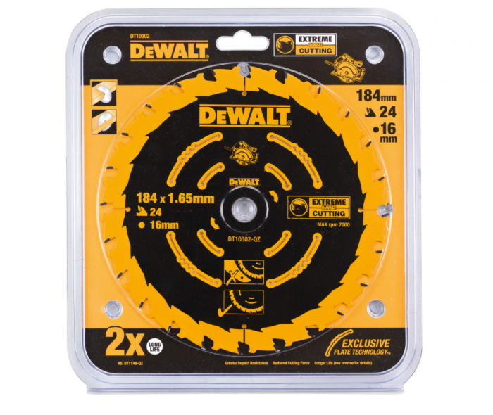 Диск пильный по дереву DeWalt 184/16 1.65 24 WZ +18° DT10302-QZ