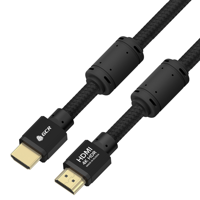 Кабель HDMI(19M)-HDMI(19M) v2.0 4K, экранированный, ферритовый фильтр, 12 м, черный Greenconnect PROF (GCR-54992)