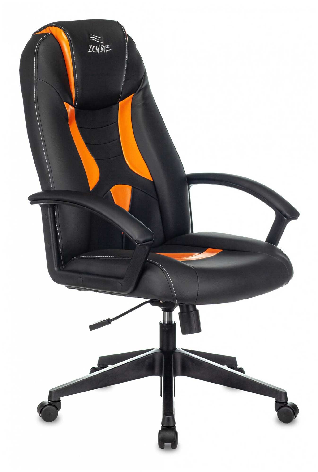 Кресло игровое Бюрократ Zombie 8 черный/оранжевый эко.кожа