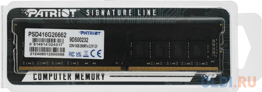 Patriot SL DDR4 DIMM 16GB 2666MHz CL19 1*16GB 19-19-19-43