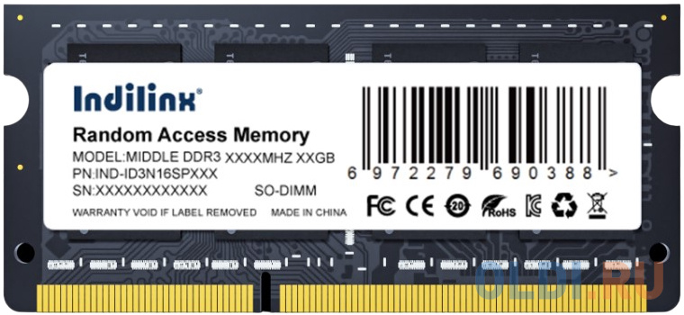 Модуль памяти для ноутбука SODIMM DIMM 4GB DDR3-1600 IND-ID3N16SP04X INDILINX