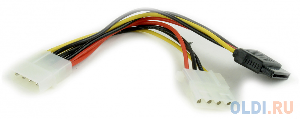 Кабель SATA molex 4pin/molex4pin+sata 15pin 0.15м на 2 устройства Gembird CC-SATA-PSY2