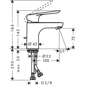 Смеситель для раковины Hansgrohe Logis E с донным клапаном, хром (71177000)