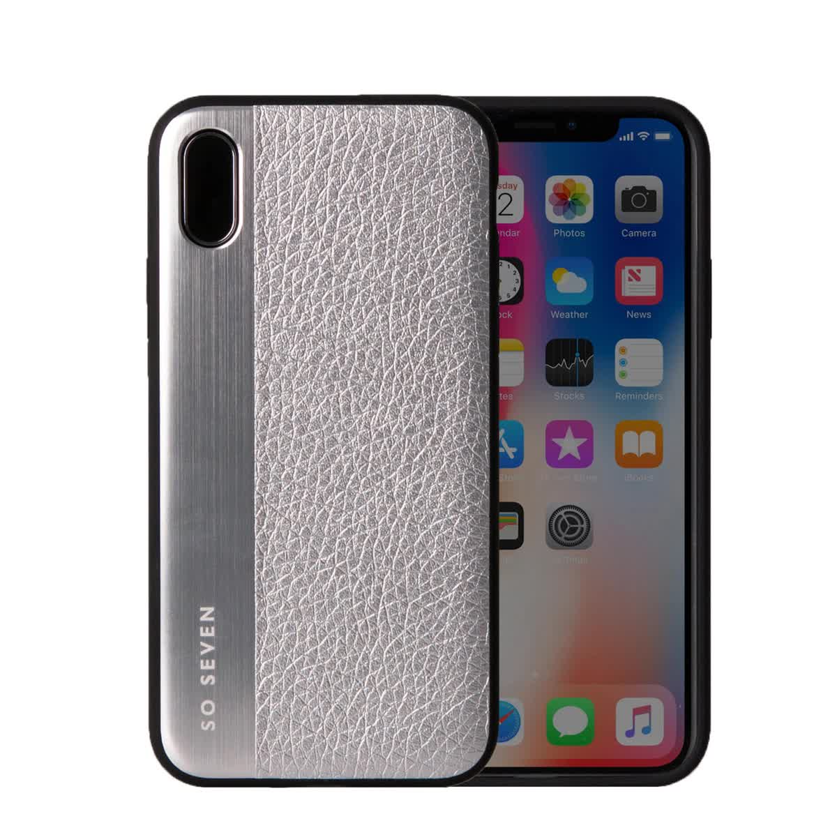 Чехол-накладка So Seven для Apple iPhone X/XS THE METAL EFFECT серебристый