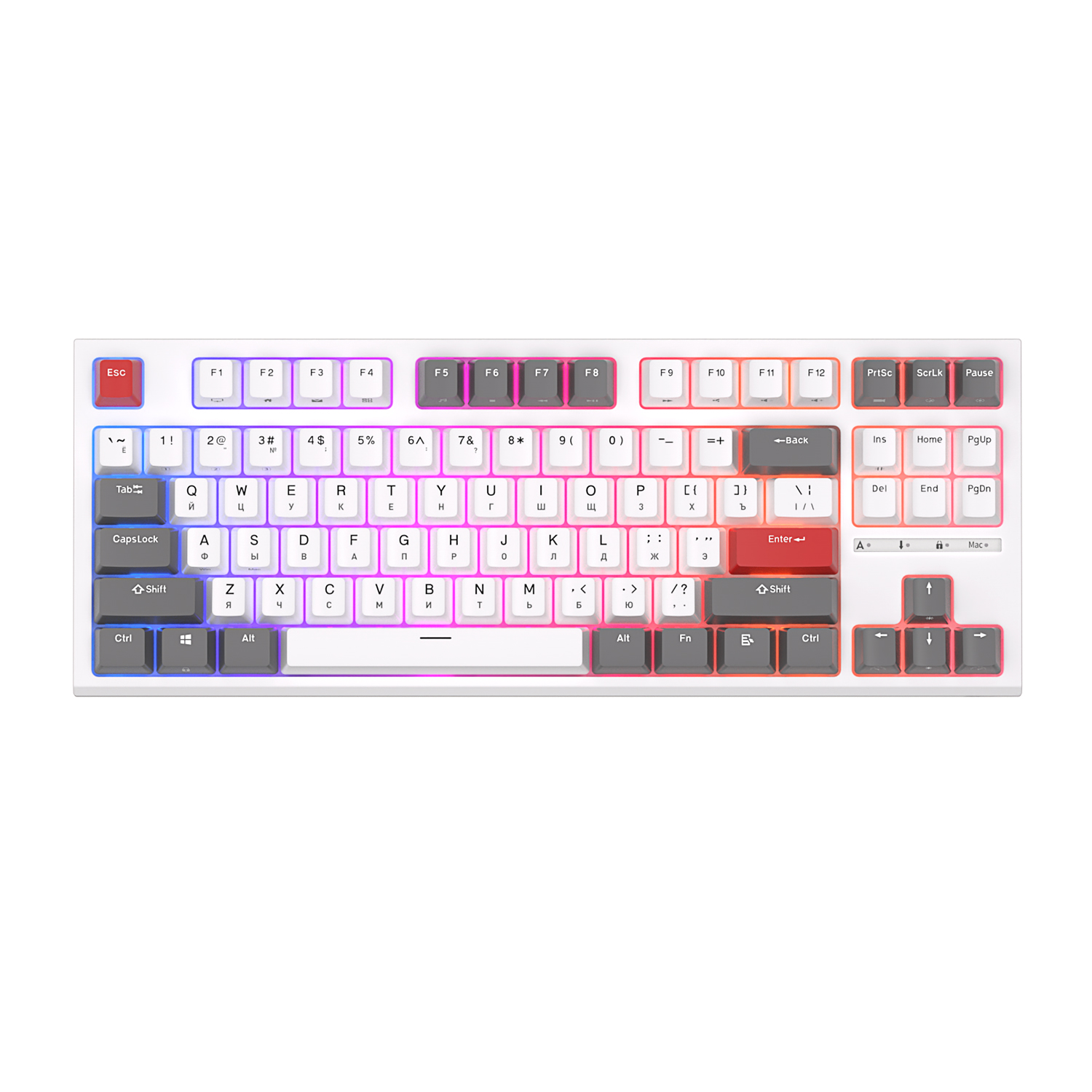 Клавиатура проводная Royal Kludge RKR87, механическая, RK Red, подсветка, USB, белый (6935280824135)